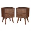 Home Square 2 Drawer Wood Nightstand Set in Walnut Brown (Set of 2)