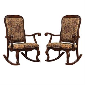 home square 2 piece sharan fabric rocking chair set in cherry
