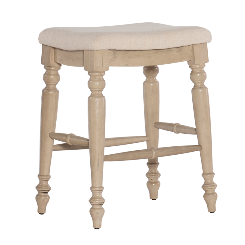 Home Square 2 Piece Backless Wood Counter Stool Set in White Wash