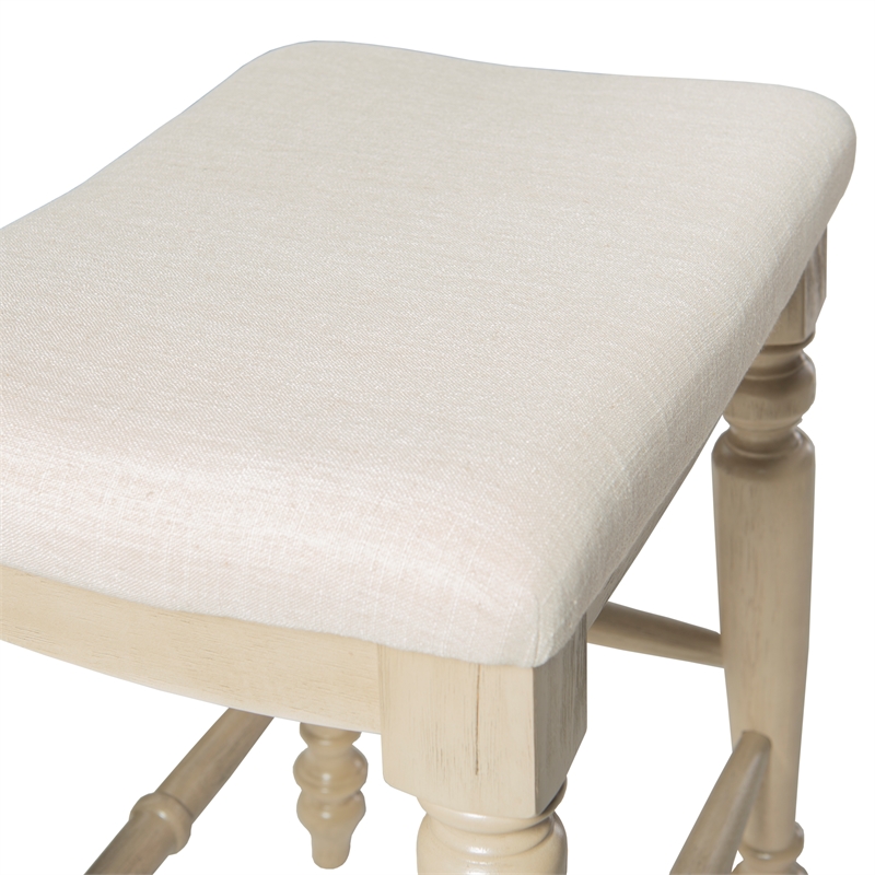 Home Square 2 Piece Backless Wood Counter Stool Set in White Wash