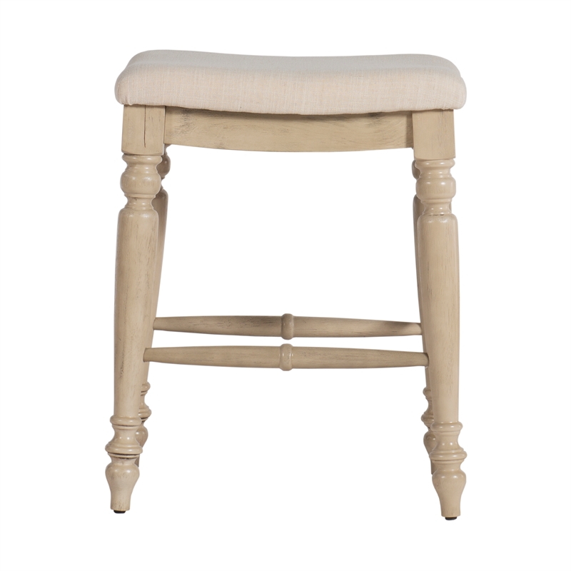 Home Square 2 Piece Backless Wood Counter Stool Set in White Wash
