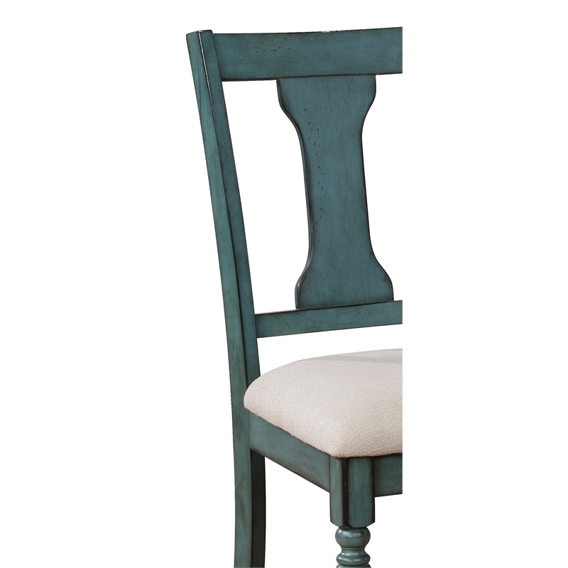 Home Square 2 Piece Wood Dining Side Chairs Set in Teal Blue