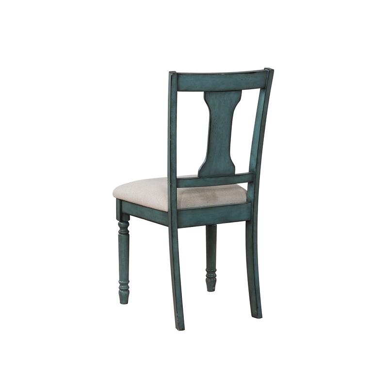Home Square 2 Piece Wood Dining Side Chairs Set in Teal Blue