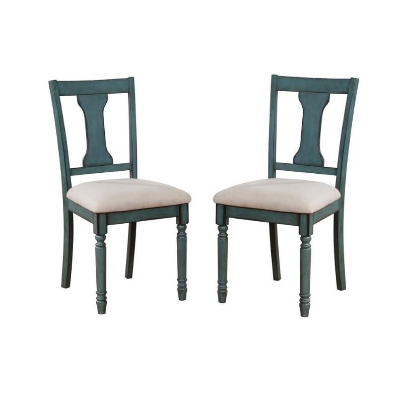 Home Square 2 Piece Wood Dining Side Chairs Set in Teal Blue
