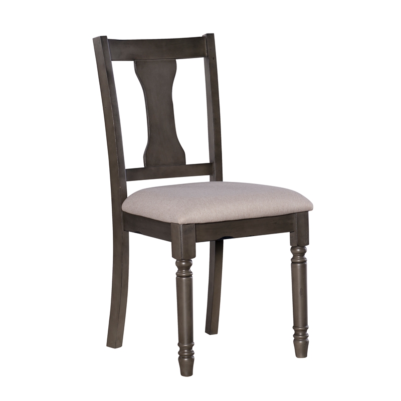 Home Square 2 Piece Wood Dining Side Chairs Set in Gray