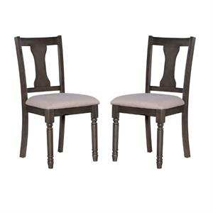 Home Square 2 Piece Wood Dining Side Chairs Set in Gray