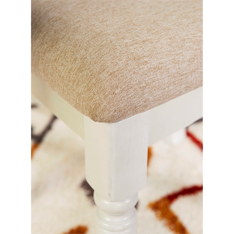 Home Square 2 Piece Wood Dining Side Chairs Set in White and Tan