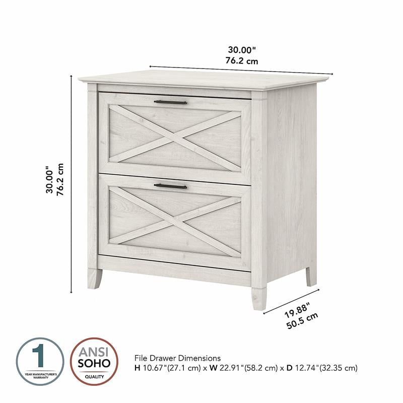 Home Square 2 Drawer Lateral Wood Filing Cabinet Set in White Oak (Set of 2)