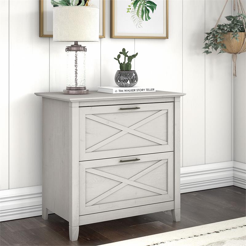 Home Square 2 Drawer Lateral Wood Filing Cabinet Set in White Oak (Set of 2)