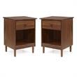 Home Square 2 Piece Solid Wood Nightstand Set with Drawer in Walnut