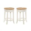 Home Square 2 Piece Swivel Rush Seat Counter Stool Set in Antique White