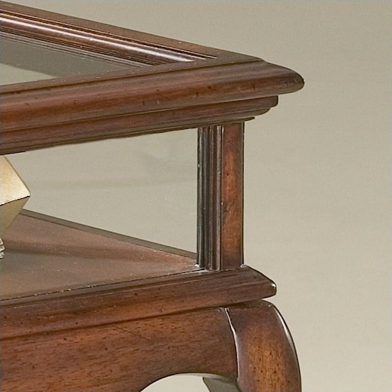 Home Square 2 Piece Traditional Curio Table Set in Plantation Cherry