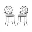 Home Square 2 Piece Metal Vanity Stool Set in Metallic Gray