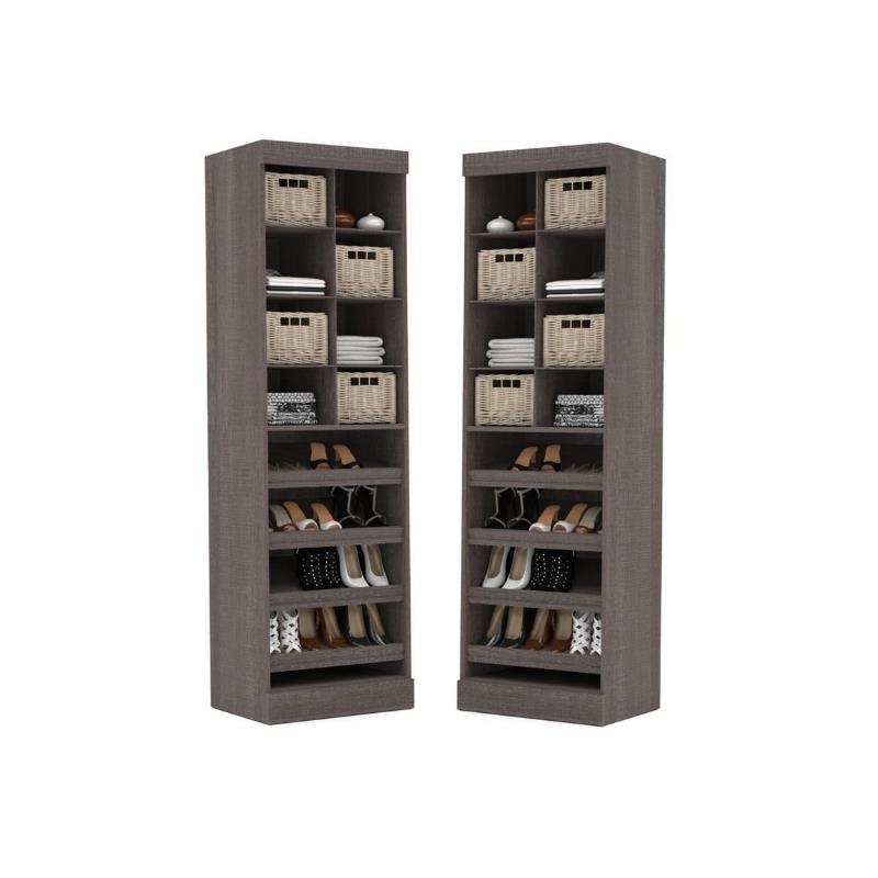 Home Square 2 Piece Multi-Storage Cubby Set in Bark Gray