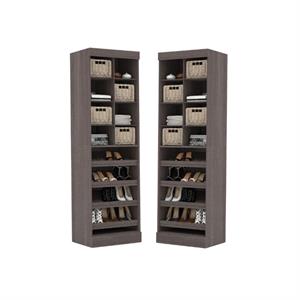 Home Square 2 Piece Multi-Storage Cubby Set in Bark Gray