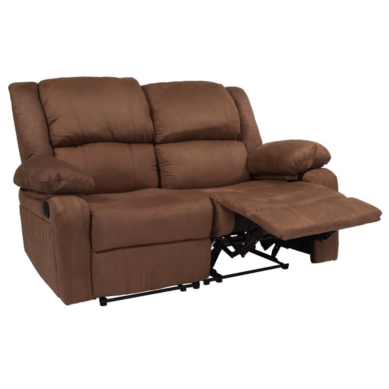 Home Square 2 Piece Reclining Microfiber Upholstery Loveseat Set in Brown