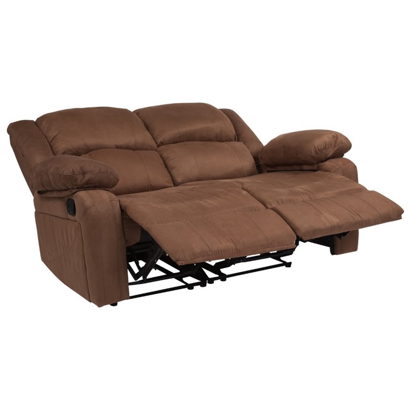 Home Square 2 Piece Reclining Microfiber Upholstery Loveseat Set in Brown
