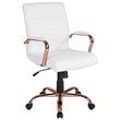 Home Square 2 Piece Mid Back Leather Office Chair Set in White and Rose Gold