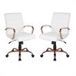 Home Square 2 Piece Mid Back Leather Office Chair Set in White and Rose Gold