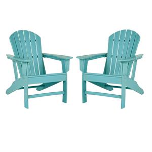 Home Square 2 Piece Virgin Polyethylene Adirondack Chair Set in Turquoise