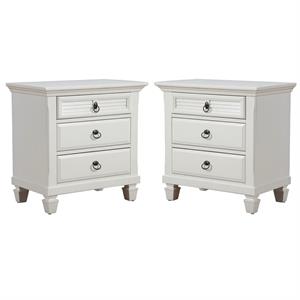 home square 3 drawer wood nightstand set in white (set of 2)