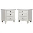 Home Square 3 Drawer Wood Nightstand Set in White (Set of 2)