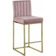 Home Square 2 Piece Upholstered Velvet Counter Stool Set in Pink