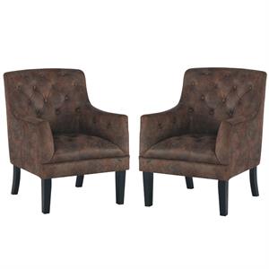 home square tufted accent chair in mahogany ( set of 2 )