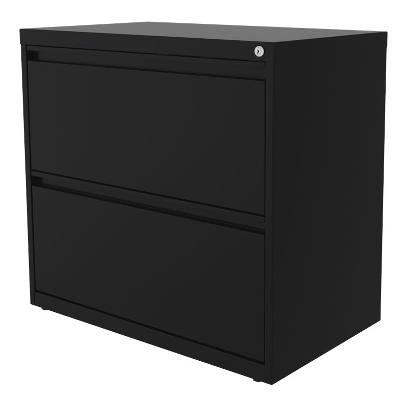 Home Square 2 Drawer Metal Lateral 101 Filing Cabinet Set in Black (Set of 2)