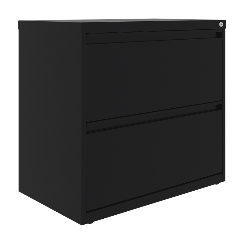Home Square 2 Drawer Metal Lateral 101 Filing Cabinet Set in Black (Set of 2)