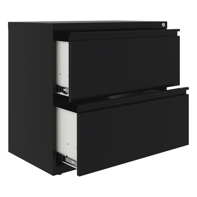 Home Square 2 Drawer Metal Lateral 101 Filing Cabinet Set in Black (Set of 2)