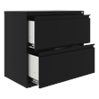 Home Square 2 Drawer Metal Lateral 101 Filing Cabinet Set in Black (Set of 2)