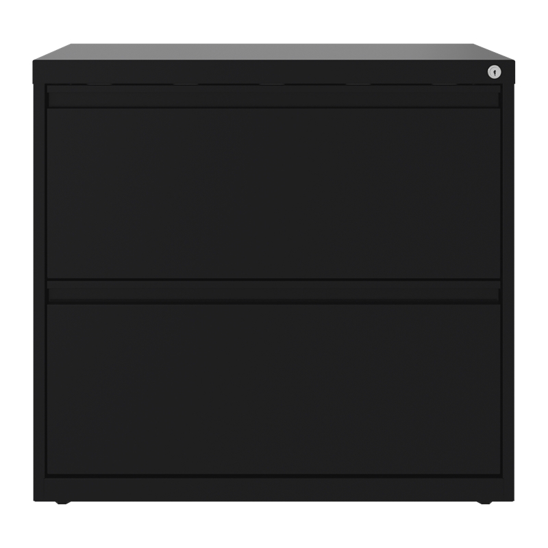 Home Square 2 Drawer Metal Lateral 101 Filing Cabinet Set in Black (Set of 2)