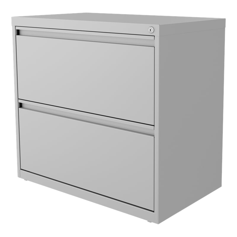 Home Square 2 Drawer Metal Lateral Filing Cabinet Set in Silver (Set of 2)