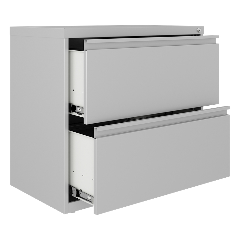 Home Square 2 Drawer Metal Lateral Filing Cabinet Set in Silver (Set of 2)