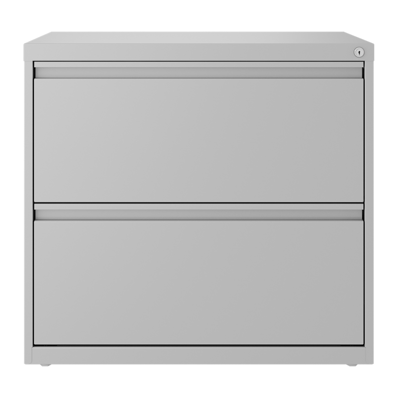 Home Square 2 Drawer Metal Lateral Filing Cabinet Set in Silver (Set of 2)