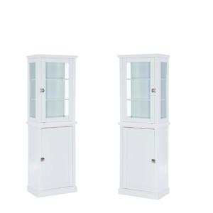 home square 2 piece versatile tall wood cabinet set in white