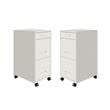 Home Square 3 Drawer Mobile Metal Filing Cabinet Set in Pearl White (Set of 2)
