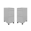 Home Square 3 Drawer Mobile Metal Filing Cabinet Set in Arctic Silver (Set of 2)