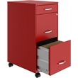 Home Square 3 Drawer Mobile Metal Filing Cabinet Set in Red (Set of 2)