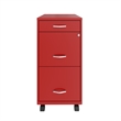 Home Square 3 Drawer Mobile Metal Filing Cabinet Set in Red (Set of 2)