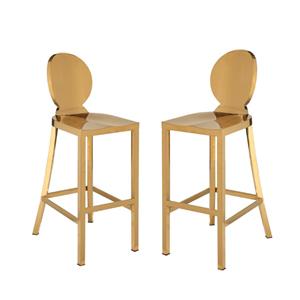 Home Square 2 Piece Stainless Steel Bar Stool Set in Gold