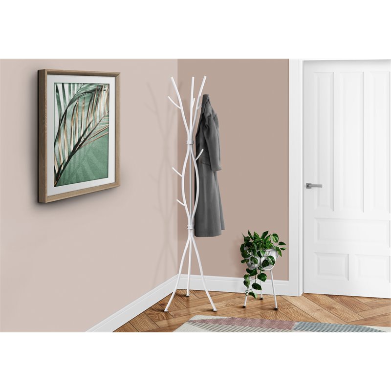 Home Square 2 Piece Metal Coat Rack Set in White
