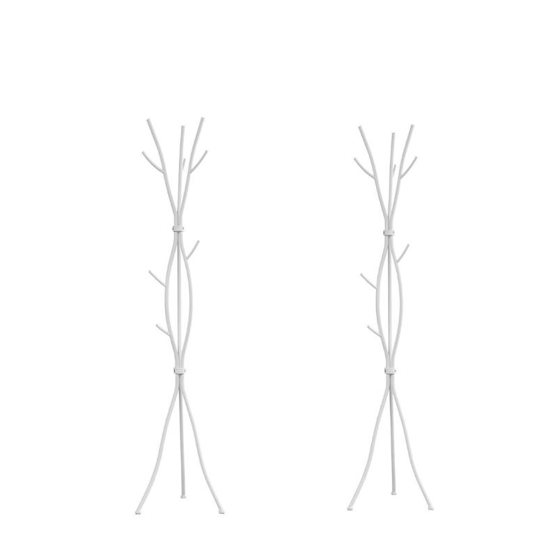 Home Square 2 Piece Metal Coat Rack Set in White