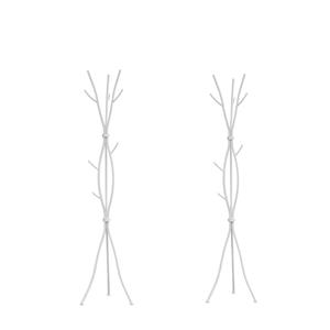 Home Square 2 Piece Metal Coat Rack Set in White