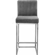 Home Square 2 Piece Upholstered Velvet Counter Stool Set in Gray