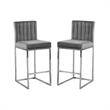 Home Square 2 Piece Upholstered Velvet Counter Stool Set in Gray