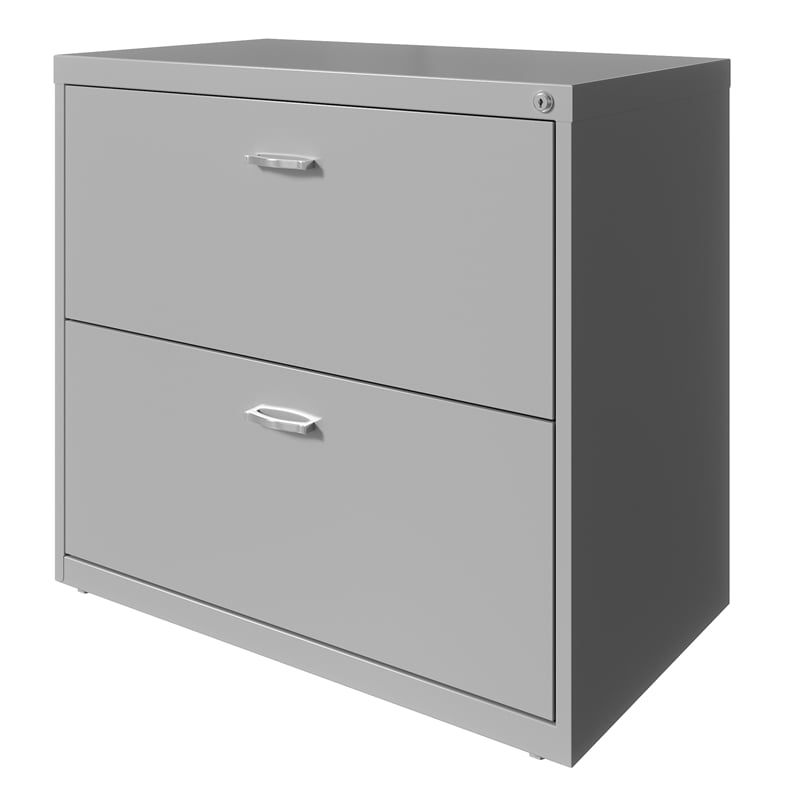 Home Square 2 Drawer Lateral Metal Filing Cabinet Set in Arctic Gray (Set of 2)