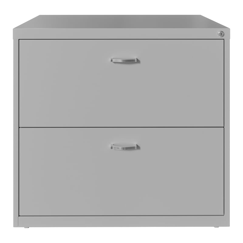 Home Square 2 Drawer Lateral Metal Filing Cabinet Set in Arctic Gray (Set of 2)