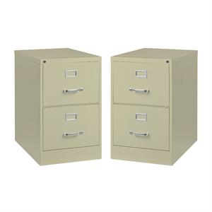 Home Square 2 Drawer Deep Metal Filing Cabinet Set in Putty (Set of 2)